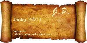 Janky Pál névjegykártya